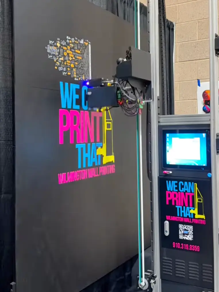 TWP WP-UV-PRO wall printer printing custom branded graphics for Wilmington Wall Printing customer business